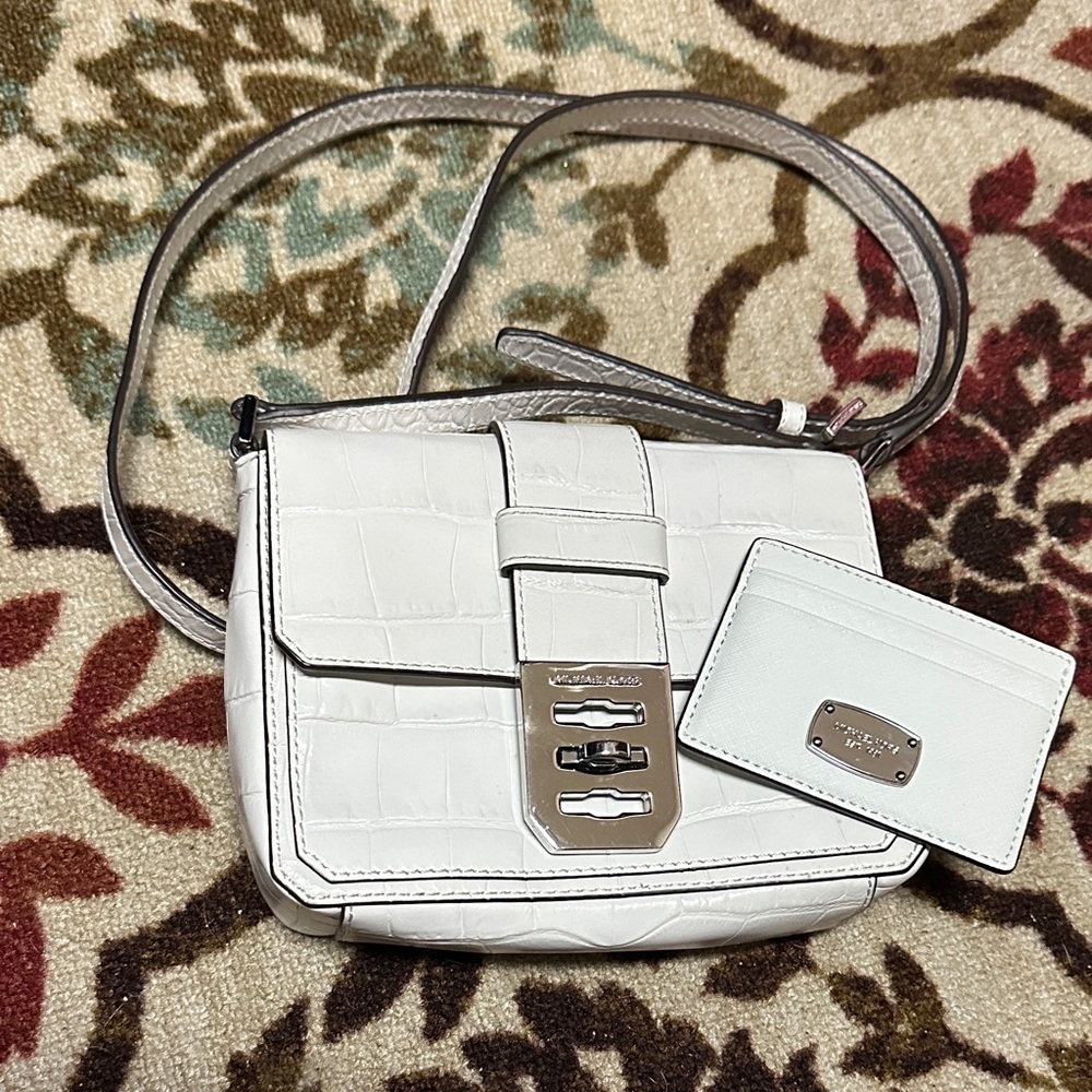 Michael Kors White Crossbody Bag with Card Holder